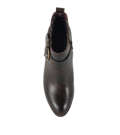 Karina Block Heel Ankle Bootie Dark Brown - Women