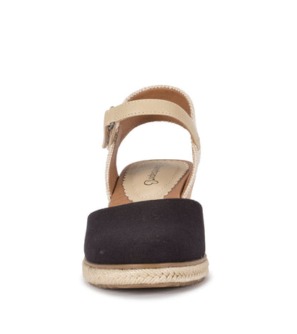 Ocean Closed Toe Wedge Sandal Black Canvas - Women
