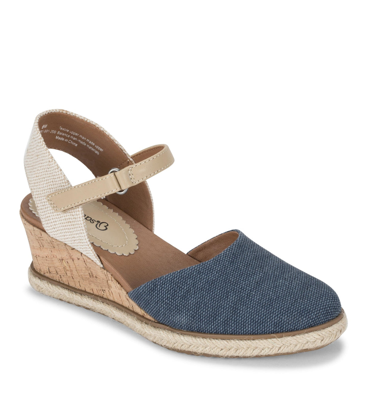 Ocean Closed Toe Wedge Sandal Navy Blue Canvas - Women