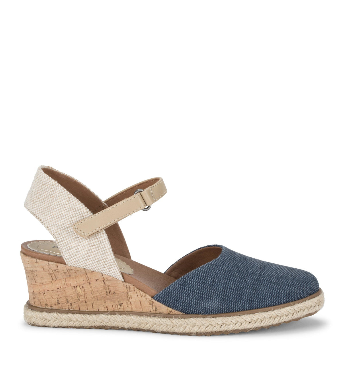 Ocean Closed Toe Wedge Sandal Navy Blue Canvas - Women