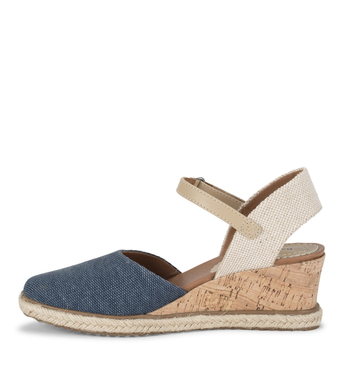 Ocean Closed Toe Wedge Sandal Navy Blue Canvas - Women