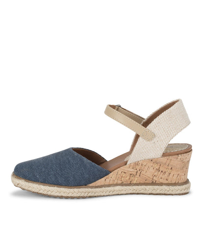 Ocean Closed Toe Wedge Sandal Navy Blue Canvas - Women