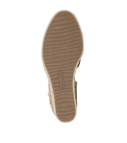 Ocean Closed Toe Wedge Sandal Navy Blue Canvas - Women