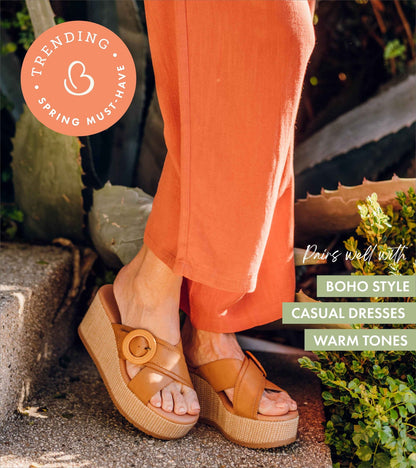 Sydney Wedge Sandal Caramel - Women