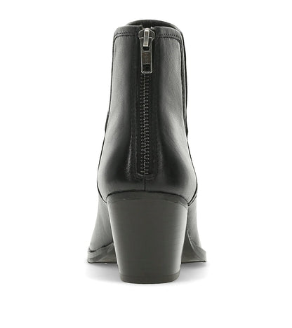 Nanny Block Heel Bootie Black Leather - Women
