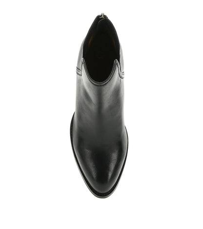 Nanny Block Heel Bootie Black Leather - Women