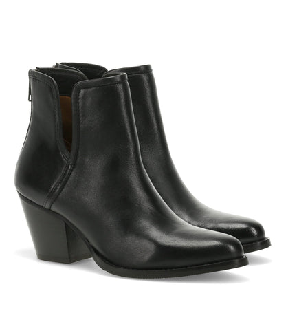 Nanny Block Heel Bootie Black Leather - Women