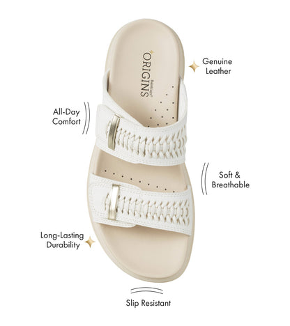 Haliah Slide Sandal White Leather - Women