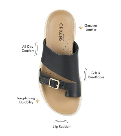 Henrika Slide Sandal Black Leather - Women